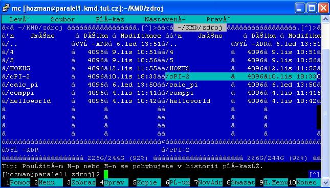 Editace souboru - krok 3 (Linux) příkaz mc spustí Midnight Commander editace - nástroj na
