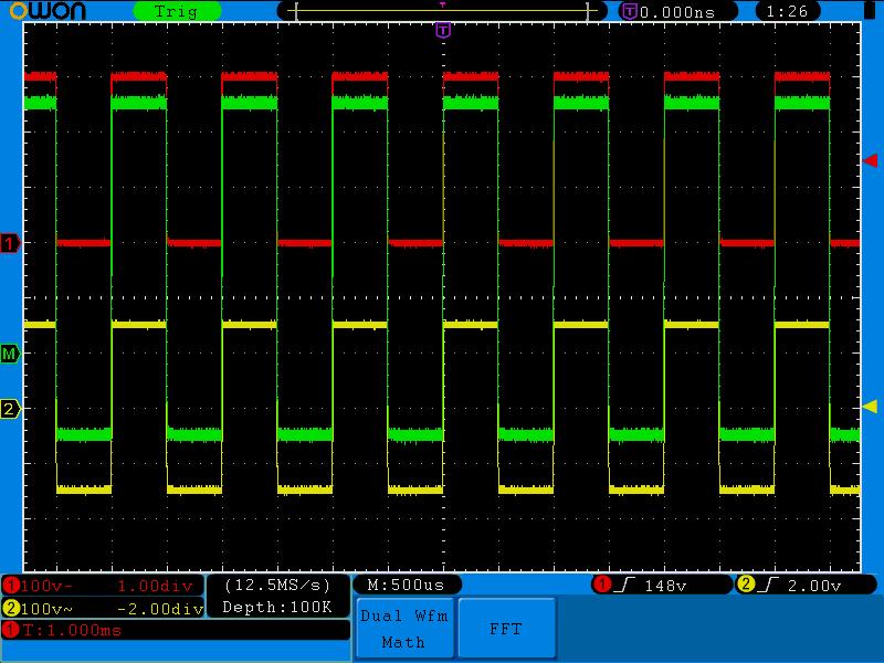 5Pokročilý Provozní Průvodce CH2 Zvolí CH2 jako FFT zdroj. Window (okno) Format Zoom Rectangle Blackman Hanning Hamming db Vrms 1 2 5 10 Volba okna zobrazení pro FFT. Zvolí formát db.