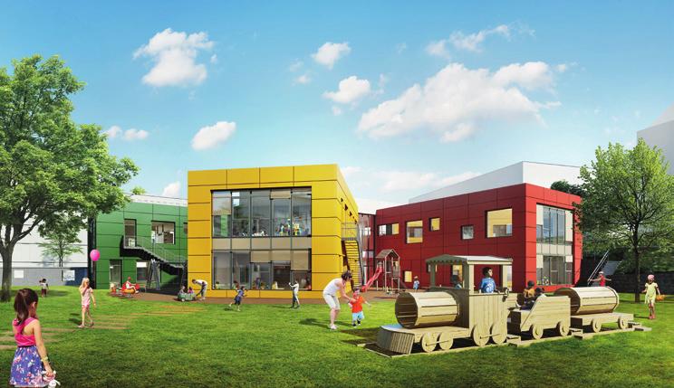 Součástí projektu bude i velká mateřská školka (šest tříd s vývařovnou a velkou zahradou), kterou CENTRAL GROUP na své náklady vybuduje a následně zdarma převede do vlastnictví městské části.