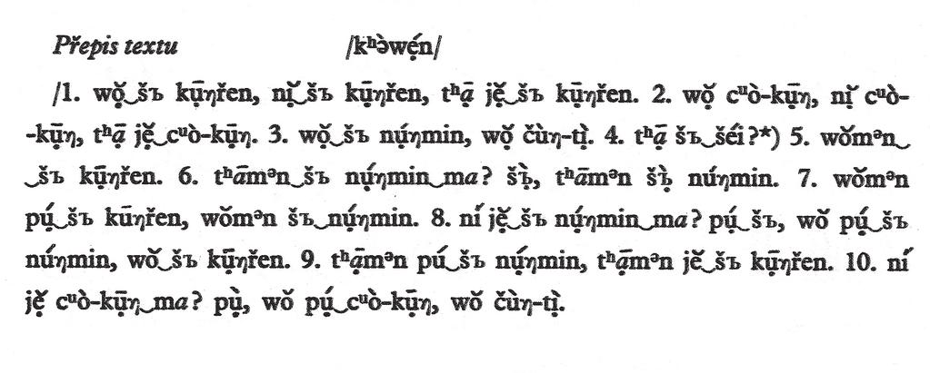 Ukázka textu k První verzi PTR (ÚHČ, 1967, text 1. lekce, s. 130) Ukázka textu ke Druhé verzi PTR (GHČP, 1991 93, díl Ia, s. 46.