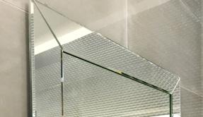 Mirror with silver and grey polished bevelled slats, width 7 cm ** 80 x 80 cm 711-195 140 x