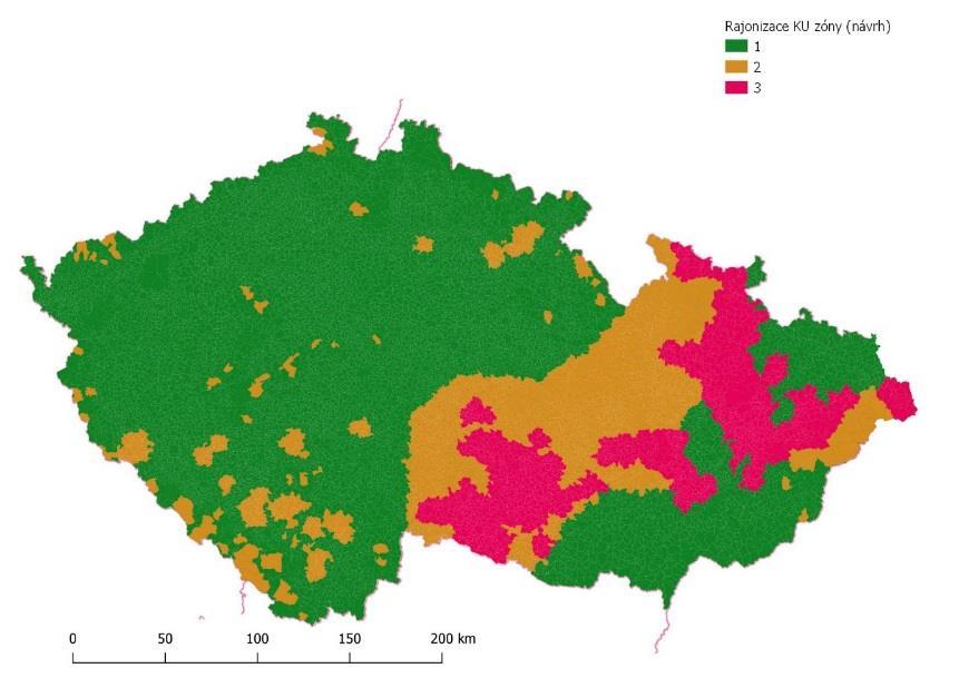 PŘIPRAVOVANÁ OPATŘENÍ 1. Rajonizace (zonace) území ČR Nejpostiženější oblast - 117 tis. ha (zásoba smrku okolo 53 mil.