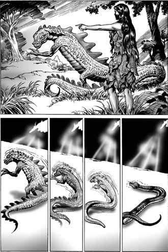 8 Bůh požádal Evu o vysvětlení a ta odpověděla: Ssssssss Ten had mě podvedl a já jsem jedla. Řekl mi, že nezemřu a budu jako Ty, ale to není pravda. Cítím se hrozně.