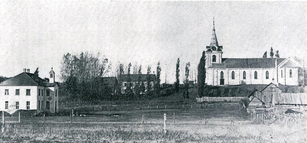 Z venkovského chlapce z jihu Čech farářem v USA Škola, fara a kostel sv. Václava ve Spillville, 1885 (Fotografie použity z reprintu knihy The St.