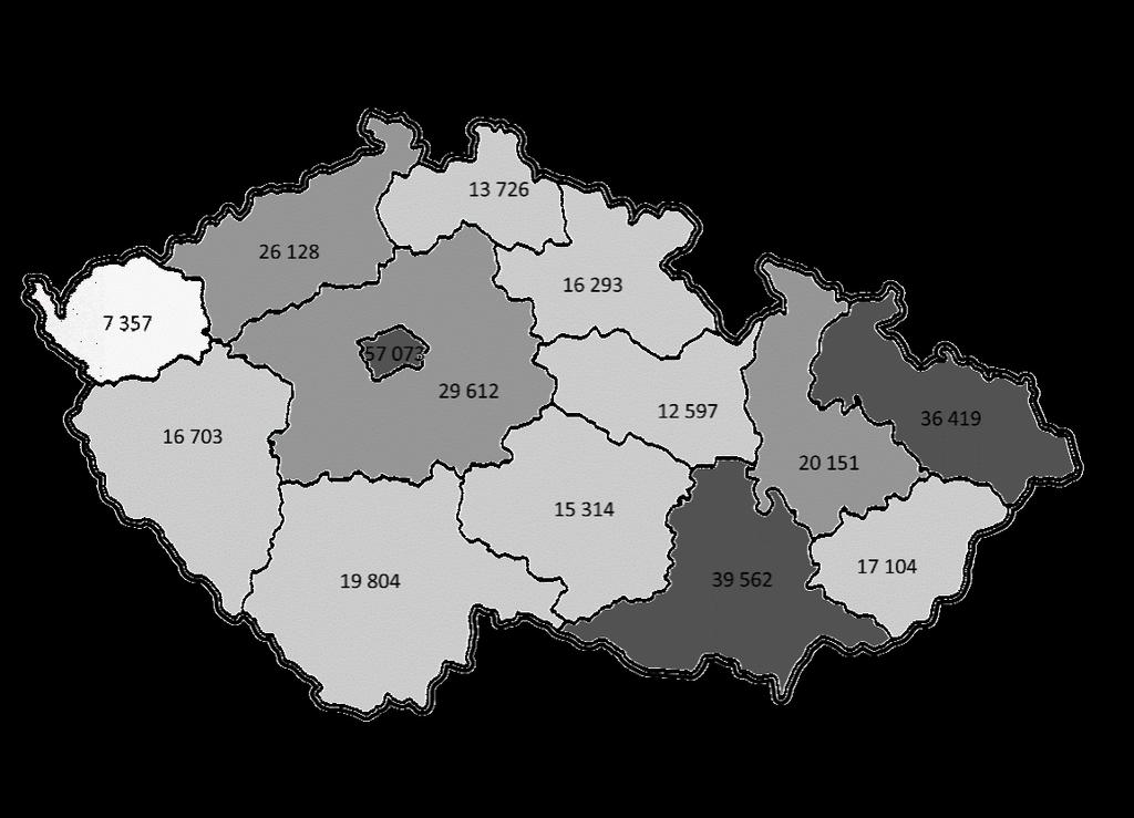 Mapa akutní lůžkové péče v České republice u dětí regionální