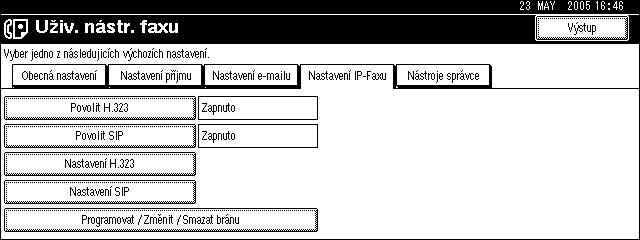 Funkce faxu Odstranìní brány A Stisknìte [Programovat / Zmìnit / Smazat bránu].