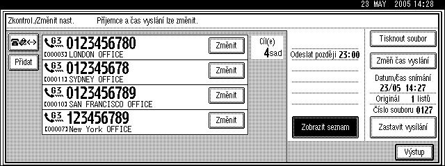 Kontrola a ruçení vysílanîch souborù D Stisknìte tlaèítko [Zmìnit] pro pøíjemce, kterého chcete odstranit.