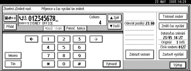 E Stisknutím tlaèítka [Vymazat] pøíjemce odstraòte.