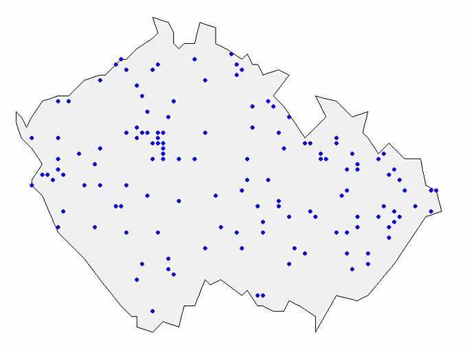 Kde jsou závodníci Nejdříve jsem do mapy OK zanesl závodníky: Obr. 1 všichni závodníci (stanice, co poslaly deník) Je zřejmá vysoká hustota stanic v Praze a okolí.