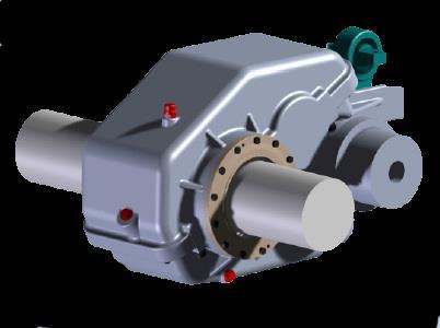 - Spojení pevodovky s trakčním motorem je realizováno pomocí pružné spojky. - Náprava je součástí pevodovky.