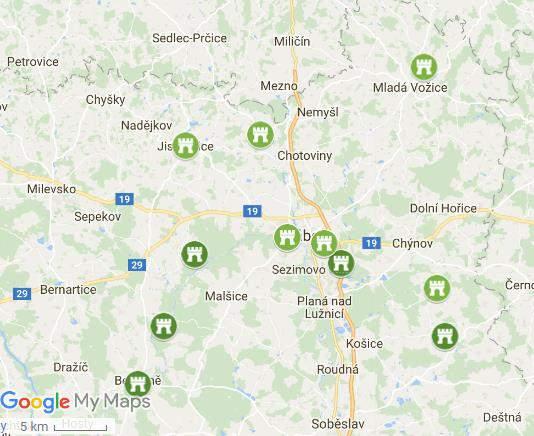 13.4 Objekty přístupné pro osoby se sluchovým postižením Mapa 4 - Zobrazení přístupných a nepřístupných památek pro osoby se sluchovým
