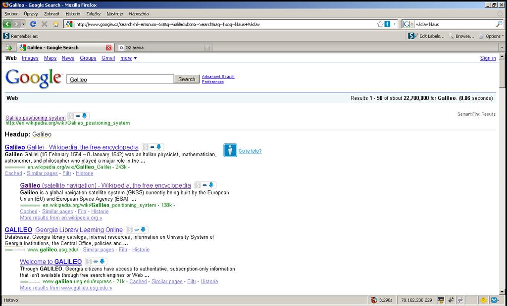 Semantifind Rozšíření prohlížeče Firefox Vilém Sklenák (VŠE FIS