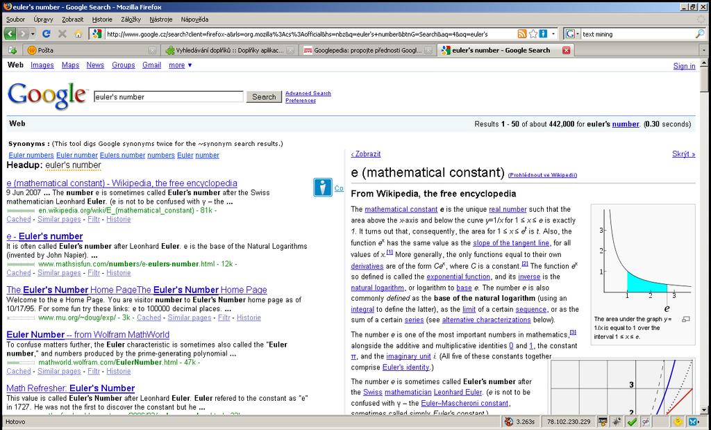Googlepedia Rozšíření prohlížeče Firefox Vilém Sklenák (VŠE FIS