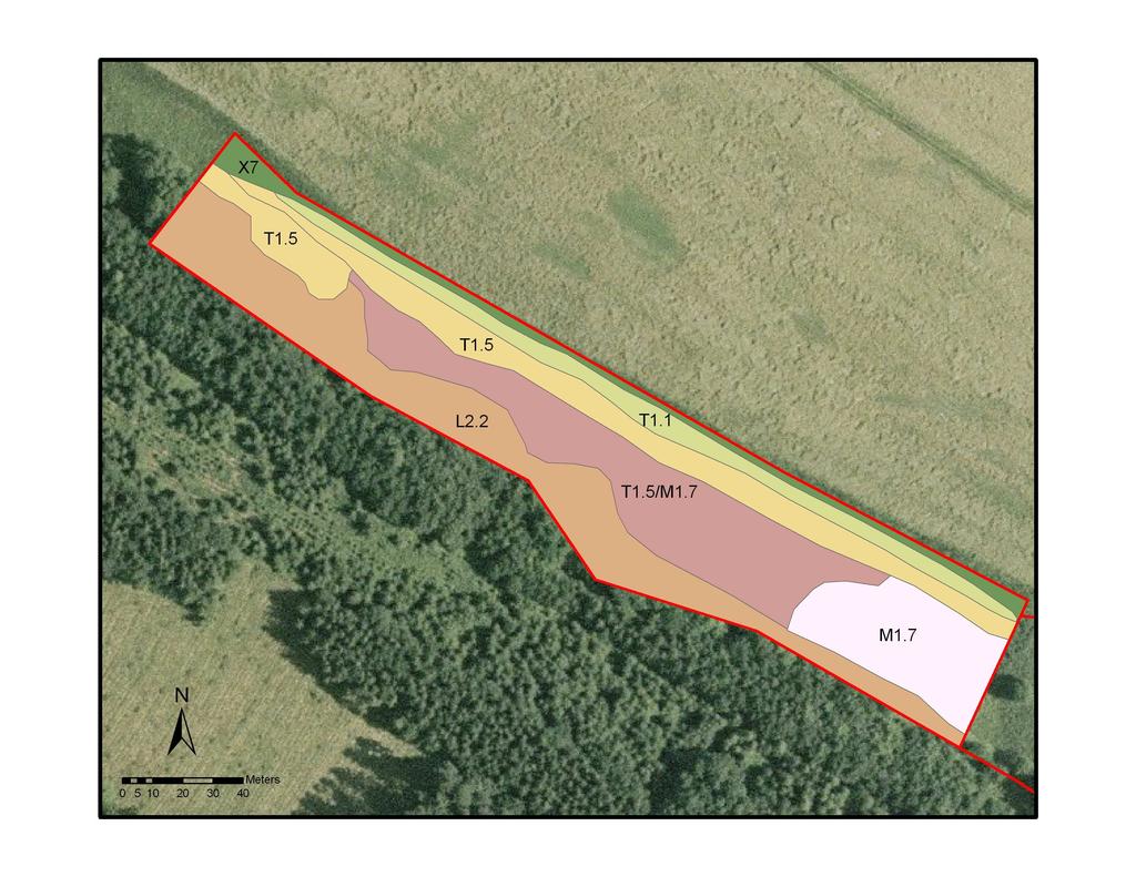 22 Obr 2: Mapa aktuální vegetace PP Žleby, stav v r. 2008. X7 ruderální vegetace, M1.7 vegetace vysokých ostřic as. Caricetum ripariae, T1.1 luční společenstva as.