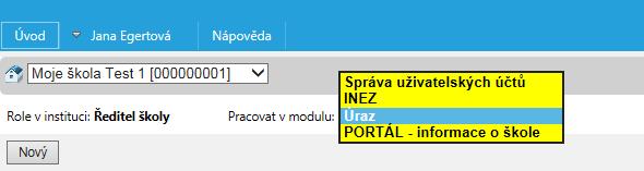 4) Založení akce 4.1 Pro účely vyplnění záznamu o úrazu vyberte modul Úraz.