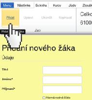 3. autoškola - záložka Evidenční kniha 3.1.Žáci 3.1.1. Přidat Přidání nového žáka do evidenční knihy je základ. Od přihlášení žáka po jeho ukončení prochází žák několika stavy.