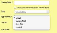 5.1.1.6.Typ výcviku V nabídce jsou čtyři typy. Výcvvik Zkoušky Autocvičiště Prostoj 5.1.1.7.