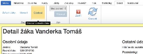 k odebrání žáka ze skladu.