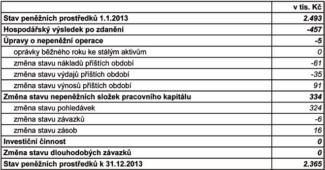 učetní závěrka společnosti - III. Příloha k účetní závěrce 5. Přehled o příjmech a výdajích společnosti za období od 1. 1. 2013 do 31. 12. 2013 6.