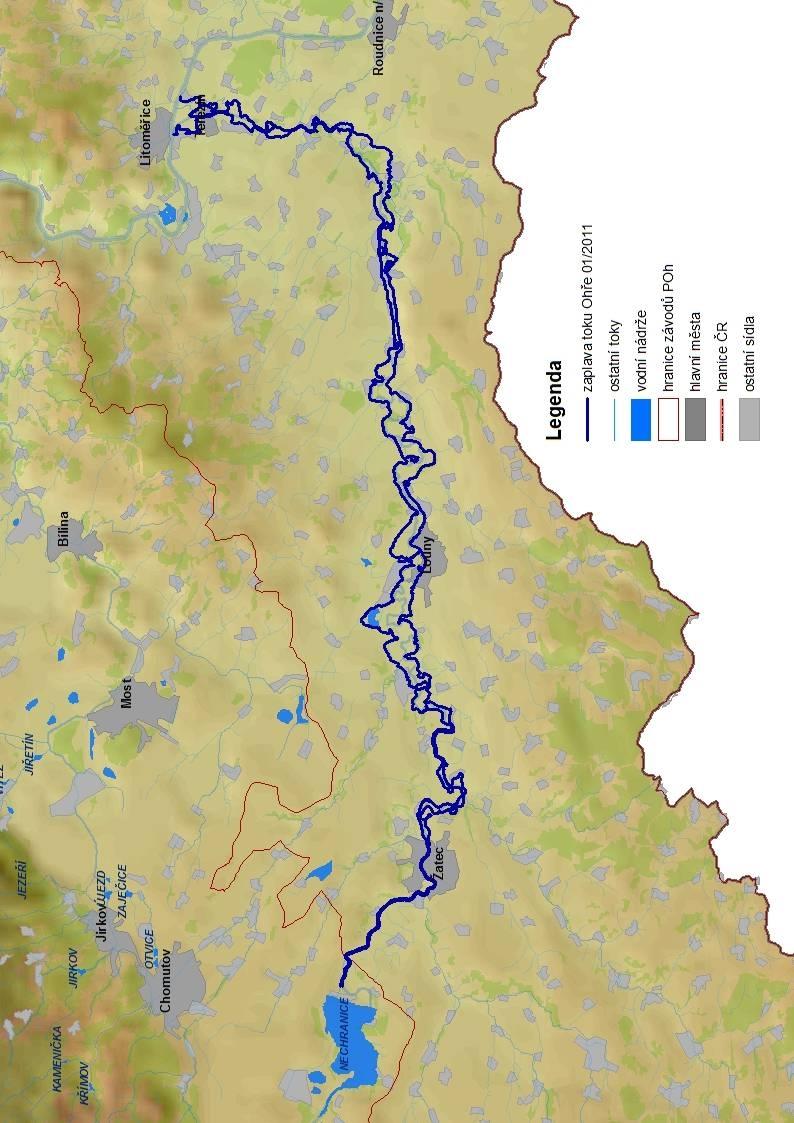 H.2. Vykreslení rozsahu záplavy na dolní Ohři z