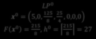optimální řešení Simplexovou metodou LP 3 : x 3 = 4,2, 117 8, 25 4, 0,0,0, F x3 = 215 8 = 26,875 proměnné x 3, x 4 porušují