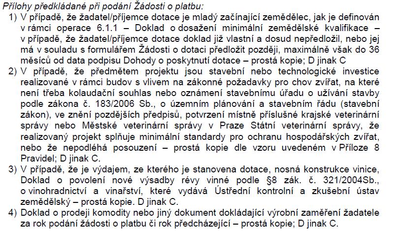 Fiche 1 Investice do zemědělských podniků Dále viz Pravidla, str.