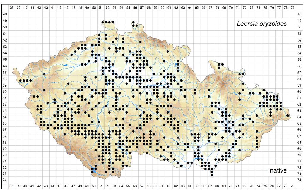 Author of the map: Kateřina Šumberová, Michal Ducháček Map produced on: 15-10-2017 Distribution of Leersia oryzoides in the Czech Republic Database records used for producing the distribution map of