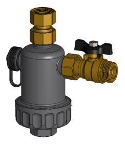 Layout 4: Spodní aplikace MG1 lineární In order to comply with this installation, it is advised to provide for isolating valves on both filter connections (second ball valve available on request,