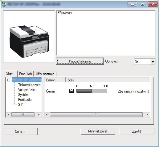 8. Konfigurace zařízení pomocí obslužných programů Kontrola informací o stavu 1 3 4 5 2 