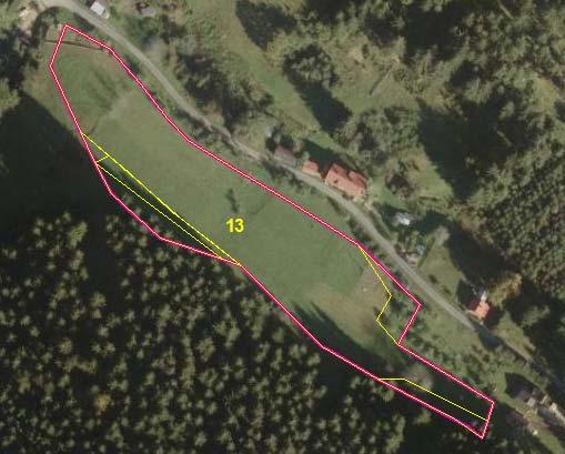 Obr. 20: Zákres hranice biotopů dle terénního