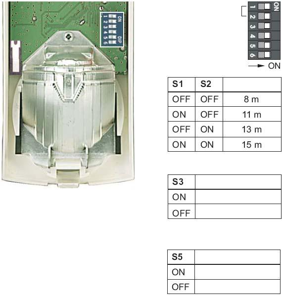 10. Režim činnosti Viewguard/SCM 3000 10.1. Programování Následující parametry naprogramujte pomocí DIP přepínačů: Dosah, citlivost, ukládat / neukládat poruchy, režim činnosti SCM 3000 / Viewguard