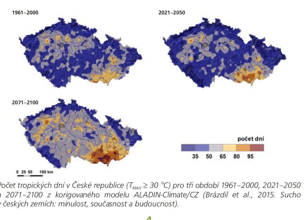 number of tropical days (Tmax more than 30C) Tropické dni v Česku Oteplování