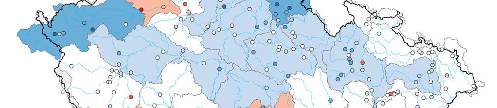 U 6 % objektů hladiny stagnují nebo pomalu klesají. U 85 % objektů hladiny stagnují nebo pomalu rostou. U 8 % objektů hladiny rostou. U 1 % objektů hladiny velmi rychle rostou.