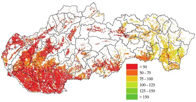 vybrané dekády roku 2000 Vývoj NDVI je možné hodnotiť v priestore prostredníctvom: a) máp, analýzou ktorých je možné špecifikovať regionálne rozdiely a b) prostredníctvom grafov, ktoré umožňujú do