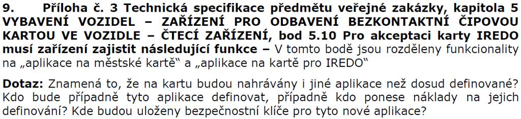 Žádost o vysvětlení zadávací dokumentace č. 50: Vysvětlení zadávací dokumentace č.