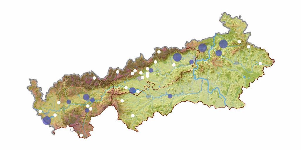 Vodní díla a hydrologické extrémy 1 - Přísečnice 2 - Křímov 3 - Kamenička 4 - Jirkov 5 - Jezeří 6 - Janov 7 - Fláje 8 - Všechlapy 9 - Chřibská 1 - Naděje 11 - Stráž pod Ralskem 12 - Újezd 13 -