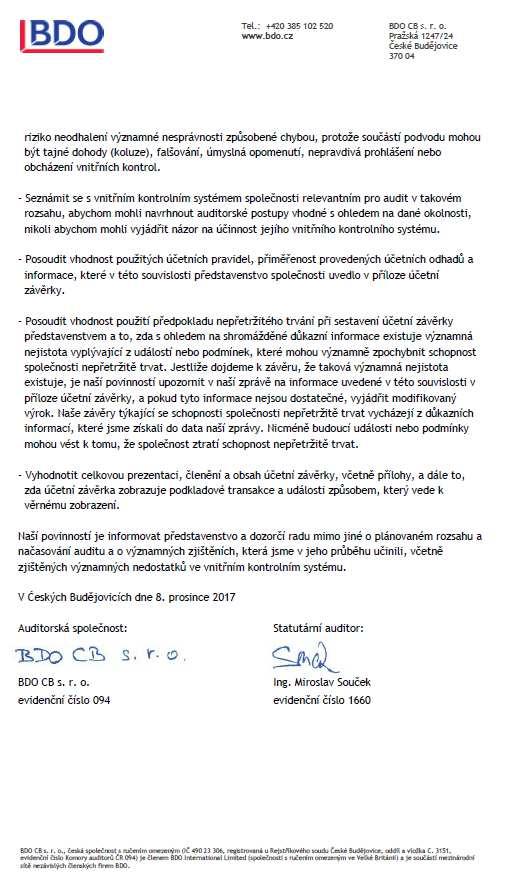 ÚVODNÍ SLOVO ZÁKLADNÍ ÚDAJE O SPOLEČNOSTI ZPRÁVA O