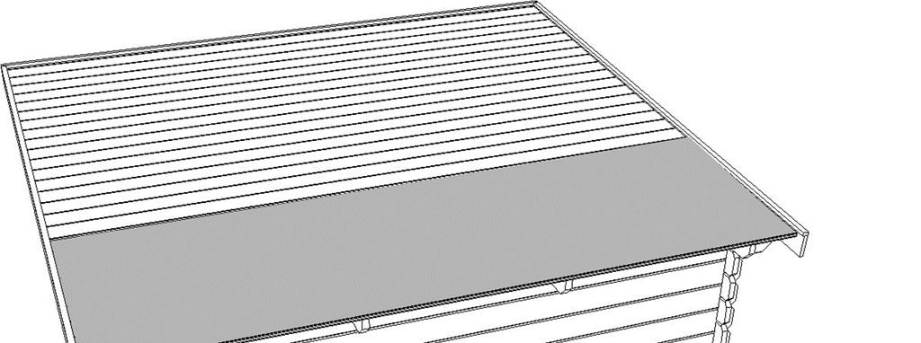 Položte lepenku na střešní desky s přesahem na spodní hraně střechy cca 5 cm (viz obr. 9d).