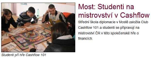 Ekonomická hra Cashflow kvadrant, Robert T. Kiyosaki jedenkrát za měsíc jak pro studenty, tak pro veřejnost - p. J. Veverka. Novinkou v tomto školním roce bylo založení Clubu Cashflow.