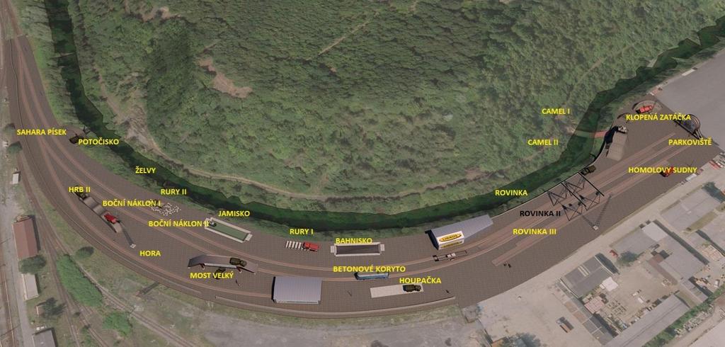 ZÁKLADNÍ TECHNICKÝ POPIS AREÁLU - TERÉNNÍ POLYGON TERÉNNÍ POLYGON je prostředí pro praktický a zdokonalovací výcvik řidičů. na rozloze 36 000 m2.