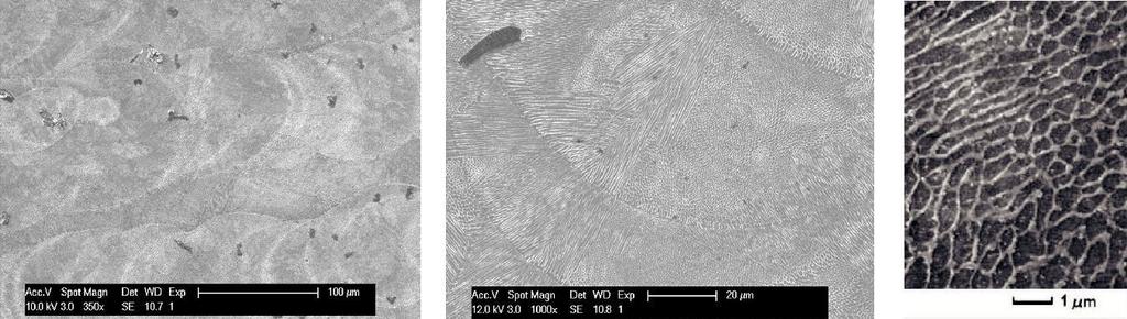 Horní a boční průřezy vzorků byly pozorovány SEM, viz obr 25. Tyto vzorky byly vyrobené skenovací rychlostí 120 mm/s při tloušťce jedné vrstvy 60 μm. Jejich mikrofotografie na levé straně (obr.