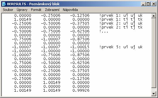 hodnotu -1 pro prvek 5 (obr.7). Po doplnění údajů do souboru INPUT.TXT a smazání přípony TXT souboru již lze spustit program prog71.