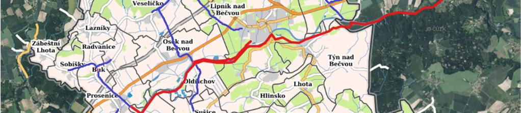 Mapa 5 Síť cyklostezek v území MAS Moravská brána Zdroj: Vlastní šetření, 2015 V oblasti budování cyklostezek vč.