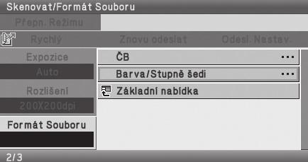 Skenovaná strana musí směřovat nahoru! 1 Vložte originály. Používáte-li sklo pro dokumenty, dejte originál skenovanou stranou dolů. (1) 2 Zvolte nastavení.