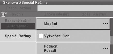 Menu se liší podle toho, zda je nastaven režim skenování, režim internetového faxu nebo režim skenování do USB paměti.