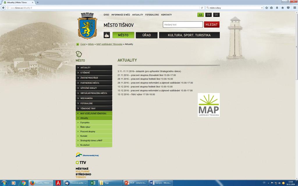Informace o MAP vzdělávání Tišnovska Webové stránky o MAP vzdělávání Tišnovska