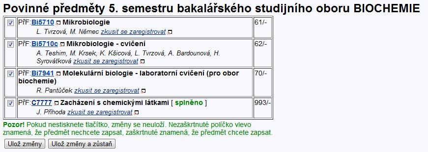 Registrace předmětů předměty si registrujete pomocí registračních šablon, které jsou pro vás připraveny