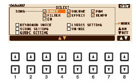 5 Menu Setup Aktuální nastavení displeje mixážní konsole a jiná panelová nastavení mohou být uložena na začátek skladby jako Setup data.