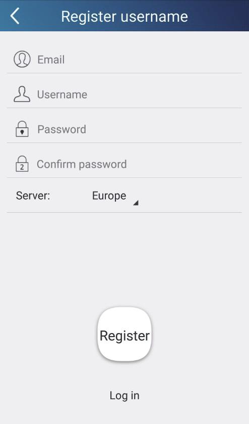 Ovládání Smart Control (Smart Phone, Tablet PC) (3) Zadejte Vaši emailovou adresu. Sečkejte dokud Vám nebude odeslán ověřovací kód.