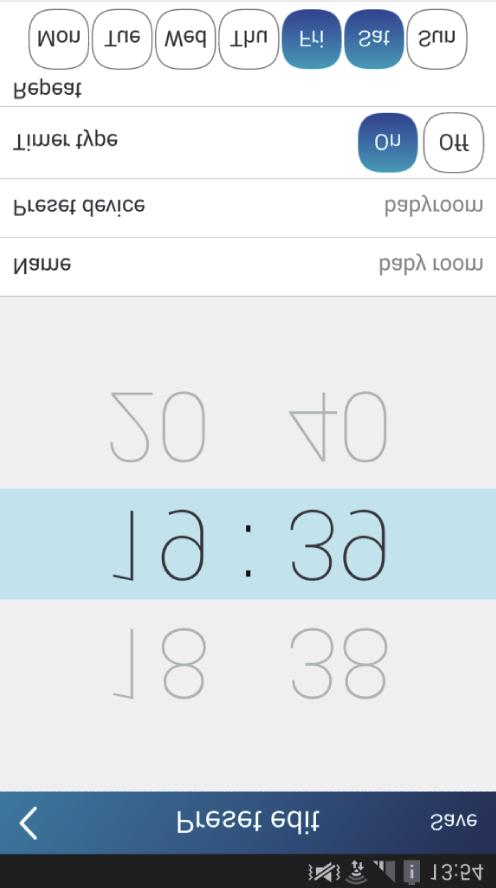 Ovládání Smart Control (Smart Phone, Tablet PC) (2) Pojmenování přednastavení Krok 1: Stiskněte v pravém horním rohu domovské stránky "Device".